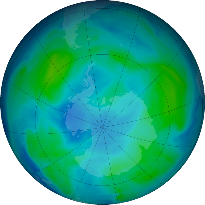 Antarctic ozone map for 19 February 2018